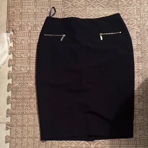 Tommy Hilfiger Black Pencil Skirt with Zipper Details